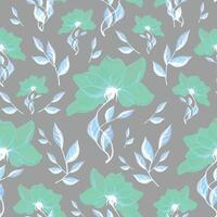 Watercolor illustration of a simple turquoise flower on a gray background, inversion. A simple, seamless pattern. For textiles, fabric, print, wallpaper, scrap, paper, clothing vector