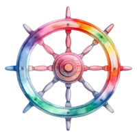 Ship's Wheel Isolated Detailed Watercolor Hand Drawn Painting Illustration png