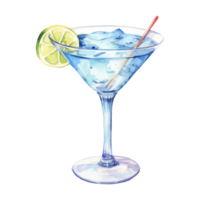 Martini cocktail isolerat detaljerad vattenfärg hand dragen målning illustration png