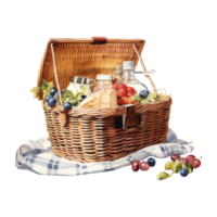 picknick korg isolerat detaljerad vattenfärg hand dragen målning illustration png