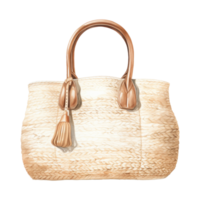 Straw Bag Isolated Detailed Watercolor Hand Drawn Painting Illustration png