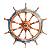 Ship's Wheel Isolated Detailed Watercolor Hand Drawn Painting Illustration png