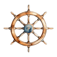 Ship's Wheel Isolated Detailed Watercolor Hand Drawn Painting Illustration png