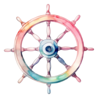 Ship's Wheel Isolated Detailed Watercolor Hand Drawn Painting Illustration png