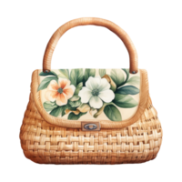 Straw Bag Isolated Detailed Watercolor Hand Drawn Painting Illustration png