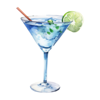 martini cocktail isolé détaillé aquarelle main tiré La peinture illustration png