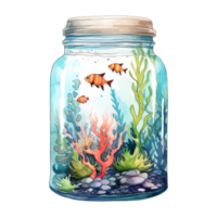 Mini Aquarium isoliert detailliert Aquarell Hand gezeichnet Gemälde Illustration png