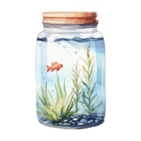 mini aquarium geïsoleerd gedetailleerd waterverf hand- getrokken schilderij illustratie png