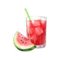 vattenmelon juice isolerat detaljerad vattenfärg hand dragen målning illustration png
