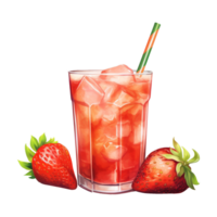 strawberry juice Isolated Detailed Watercolor Hand Drawn Painting Illustration png
