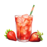 fraise jus isolé détaillé aquarelle main tiré La peinture illustration png