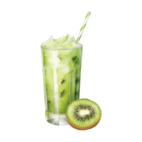 kiwi jugo aislado detallado acuarela mano dibujado pintura ilustración png