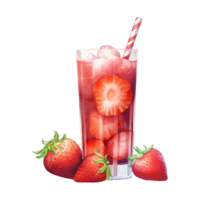 strawberry juice Isolated Detailed Watercolor Hand Drawn Painting Illustration png