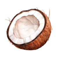 Noce di cocco isolato dettagliato acquerello mano disegnato pittura illustrazione png