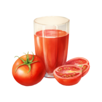 tomate jugo aislado detallado acuarela mano dibujado pintura ilustración png