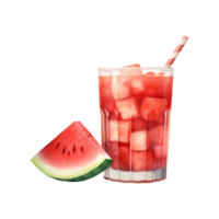 watermelon juice Isolated Detailed Watercolor Hand Drawn Painting Illustration png