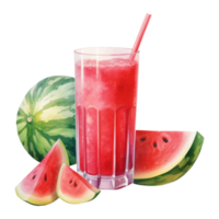 vattenmelon juice isolerat detaljerad vattenfärg hand dragen målning illustration png