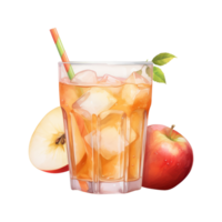 manzana jugo aislado detallado acuarela mano dibujado pintura ilustración png