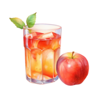 apple juice Isolated Detailed Watercolor Hand Drawn Painting Illustration png