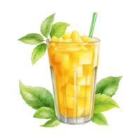 Mango succo isolato dettagliato acquerello mano disegnato pittura illustrazione png