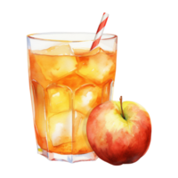 apple juice Isolated Detailed Watercolor Hand Drawn Painting Illustration png