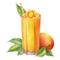 mango juice isolerat detaljerad vattenfärg hand dragen målning illustration png