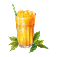 mango jugo aislado detallado acuarela mano dibujado pintura ilustración png