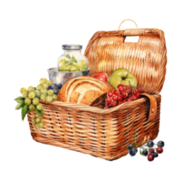 Picnic Basket Isolated Detailed Watercolor Hand Drawn Painting Illustration png