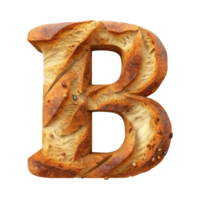 3D Alphabet Letter B Bread Shaped Isolated transparent background png