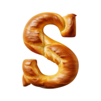 3D Alphabet Letter S Bread Shaped Isolated transparent background png