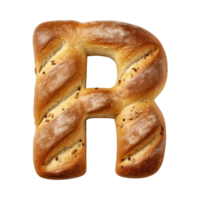 3D Alphabet Letter R Bread Shaped Isolated transparent background png