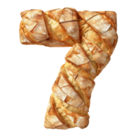 3d aantal 7 brood vormig geïsoleerd transparant achtergrond png