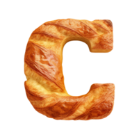 3D Alphabet Letter C Bread Shaped Isolated transparent background png