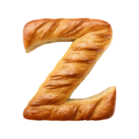 3D Alphabet Letter Z Bread Shaped Isolated transparent background png