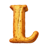 3D Alphabet Letter L Bread Shaped Isolated transparent background png