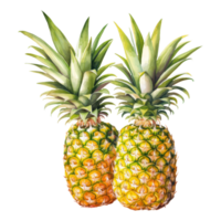 piña aislado detallado acuarela mano dibujado pintura ilustración png