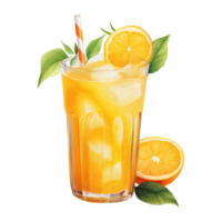 orange juice isolerat detaljerad vattenfärg hand dragen målning illustration png