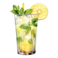 limonata bicchiere isolato dettagliato acquerello mano disegnato pittura illustrazione png