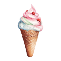 gelo creme cone isolado detalhado aguarela mão desenhado pintura ilustração png