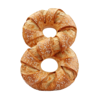 3D Number 8 Bread Shaped Isolated transparent background png