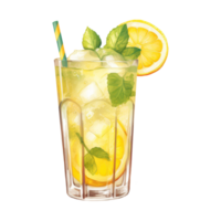 Lemonade glass Isolated Detailed Watercolor Hand Drawn Painting Illustration png