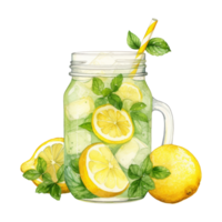 Limonade Glas isoliert detailliert Aquarell Hand gezeichnet Gemälde Illustration png