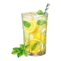 Limonade Glas isoliert detailliert Aquarell Hand gezeichnet Gemälde Illustration png