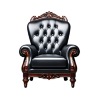 black leather furniture isolated on white transparent background png