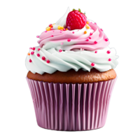 Cupcake Rosa Sahne, Kirsche isoliert auf Weiß transparent Hintergrund png