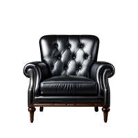 black leather furniture isolated on white transparent background png