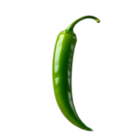 set of green hot chili peppers isolated on white transparent background png