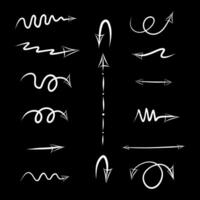 Arrows of different shapes on black background vector