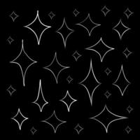 Stars of different shapes on black background vector