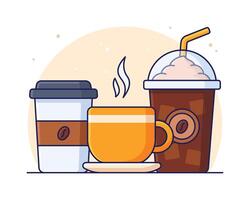 Cartoon Different Coffee Cup Illustration vector